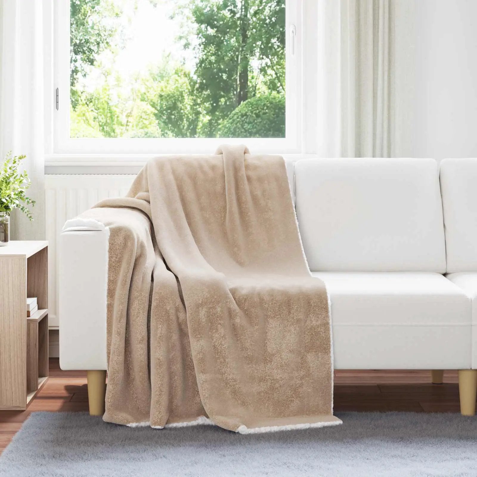 vidaXL vidaXL Throw Blanket Beige 130 x 150 cm Fleece - Throws