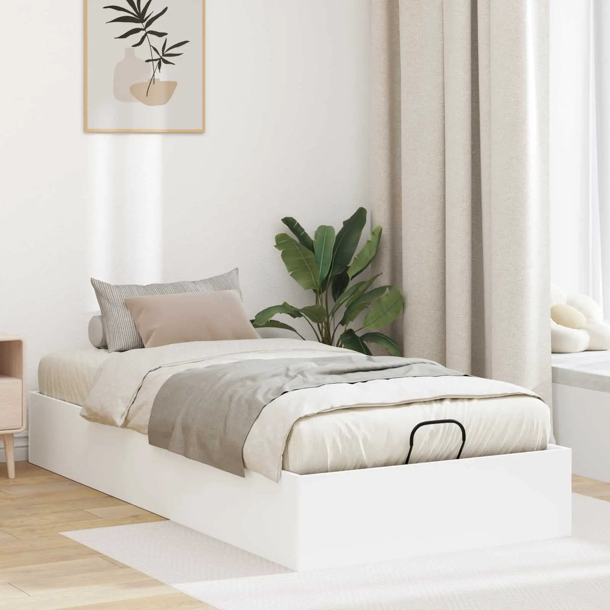 vidaXL Ottoman Bed Frame White 203 x 180 x 25 cm Engineered Wood - from vidaXL