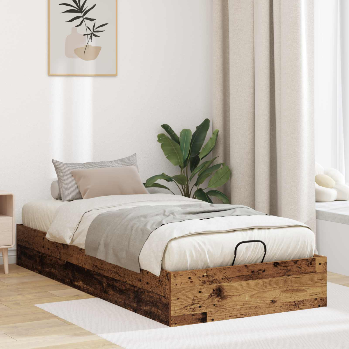 vidaXL Ottoman Bed Frame White 203 x 180 x 25 cm Engineered Wood - from vidaXL