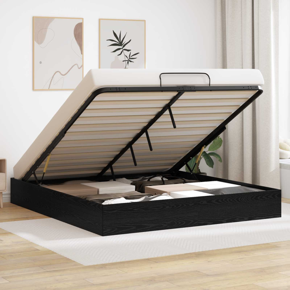 vidaXL Ottoman Bed Frame White 203 x 180 x 25 cm Engineered Wood - from vidaXL