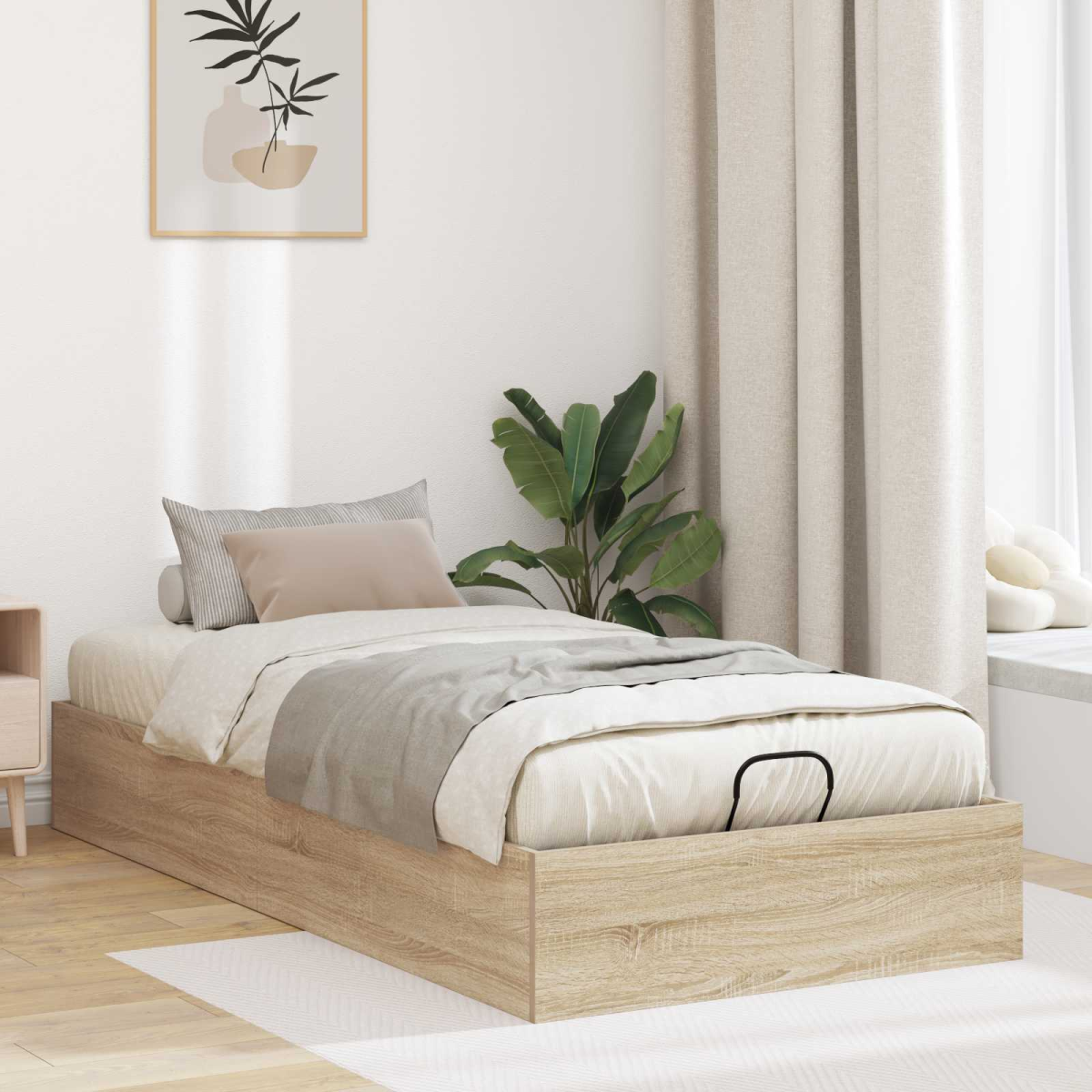 vidaXL Ottoman Bed Frame White 203 x 180 x 25 cm Engineered Wood - from vidaXL