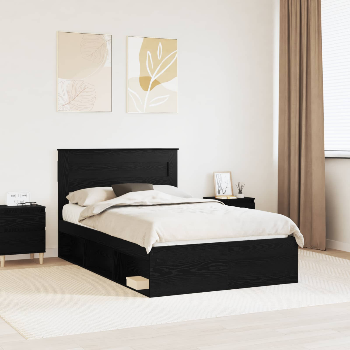 vidaXL Bed Frame with Headboard White 200 x 200 cm Solid Pine Wood - from vidaXL