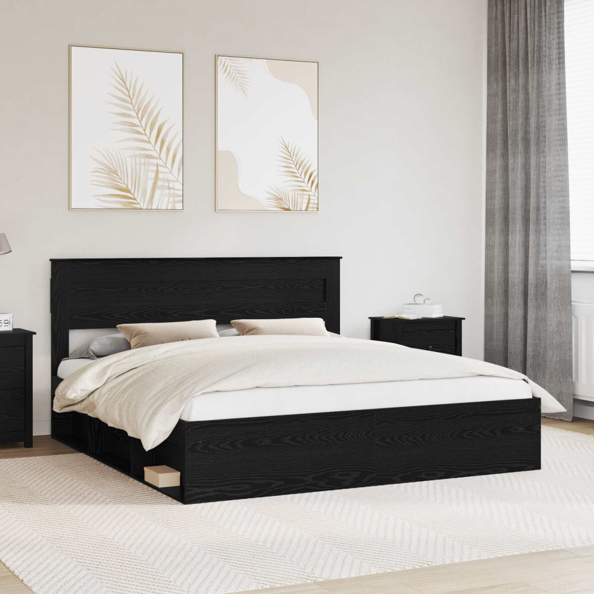 vidaXL Bed Frame with Headboard White 200 x 200 cm Solid Pine Wood - from vidaXL