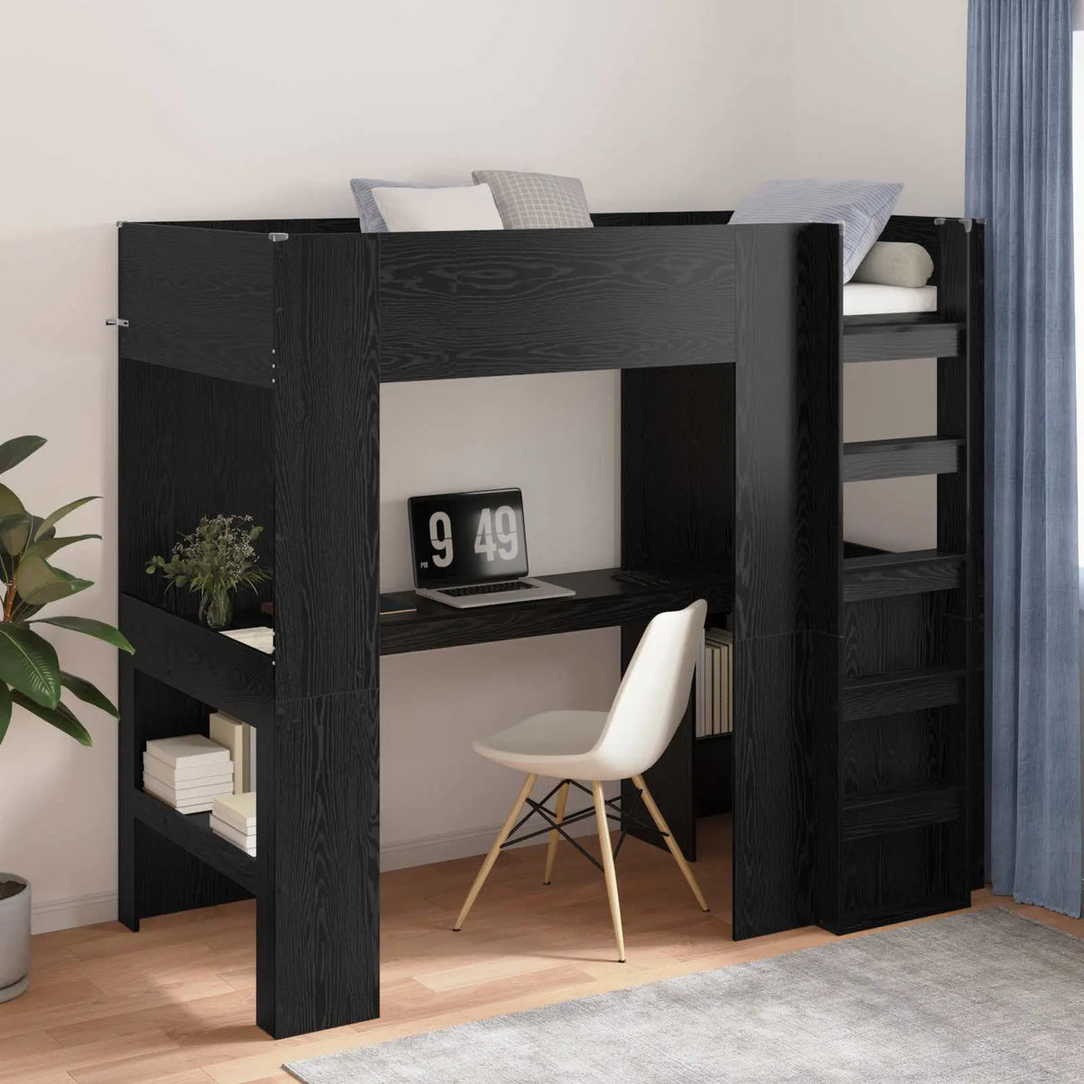 vidaXL Loft Bed Frame with Desk White 75 x 190 cm Engineered Wood - from vidaXL