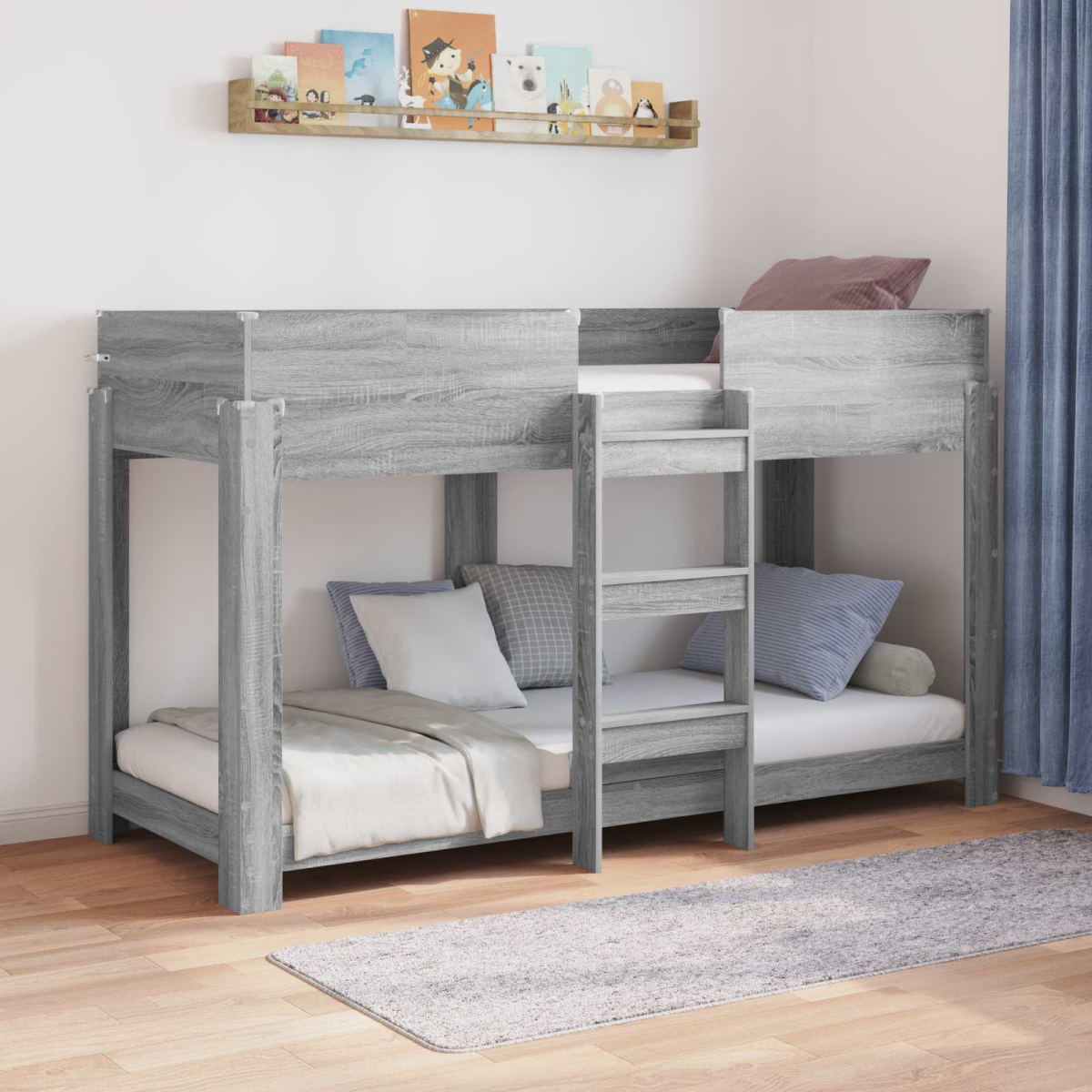 vidaXL Bunk Bed for Kids Black Oak 100 x 200 cm Engineered Wood - from vidaXL