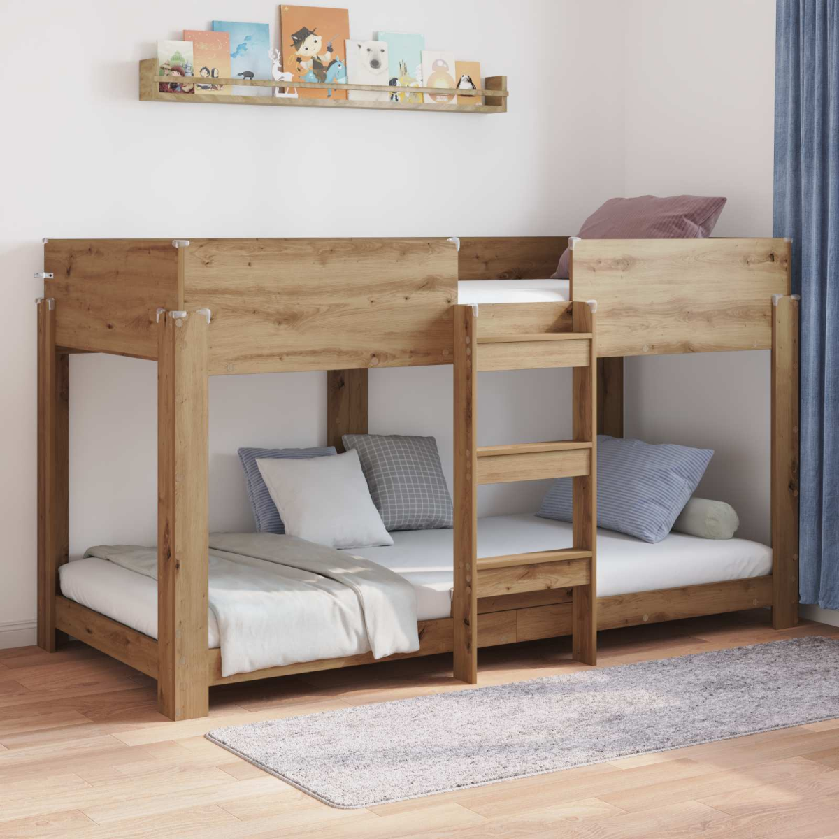 vidaXL Bunk Bed for Kids Black Oak 100 x 200 cm Engineered Wood - from vidaXL