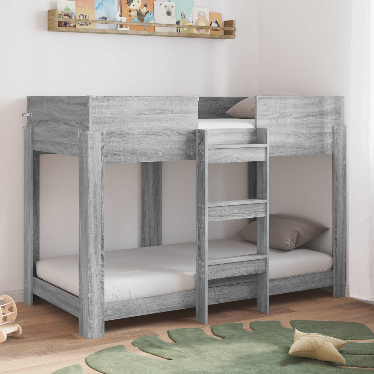 vidaXL Bunk Bed for Kids Black Oak 100 x 200 cm Engineered Wood - from vidaXL