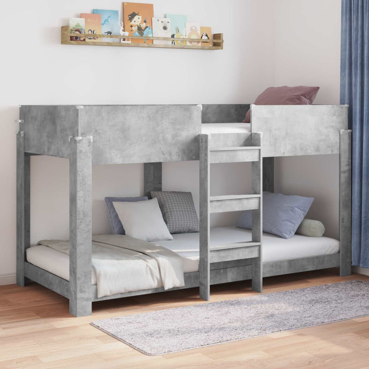 vidaXL Bunk Bed for Kids Black Oak 100 x 200 cm Engineered Wood - from vidaXL