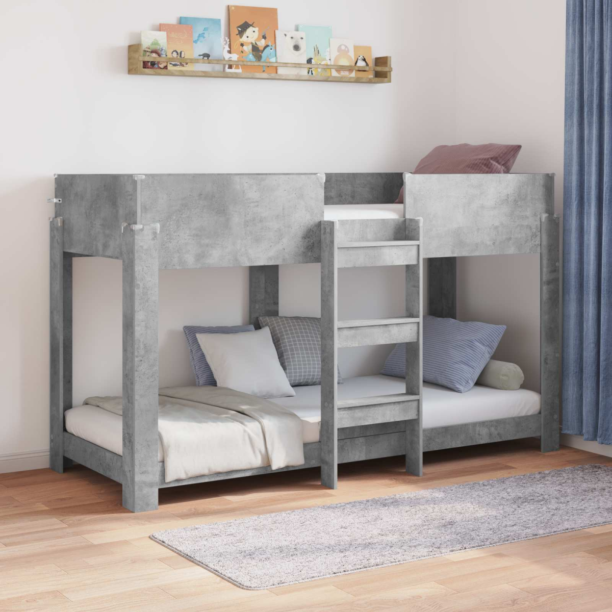 vidaXL Bunk Bed for Kids Black Oak 100 x 200 cm Engineered Wood - from vidaXL