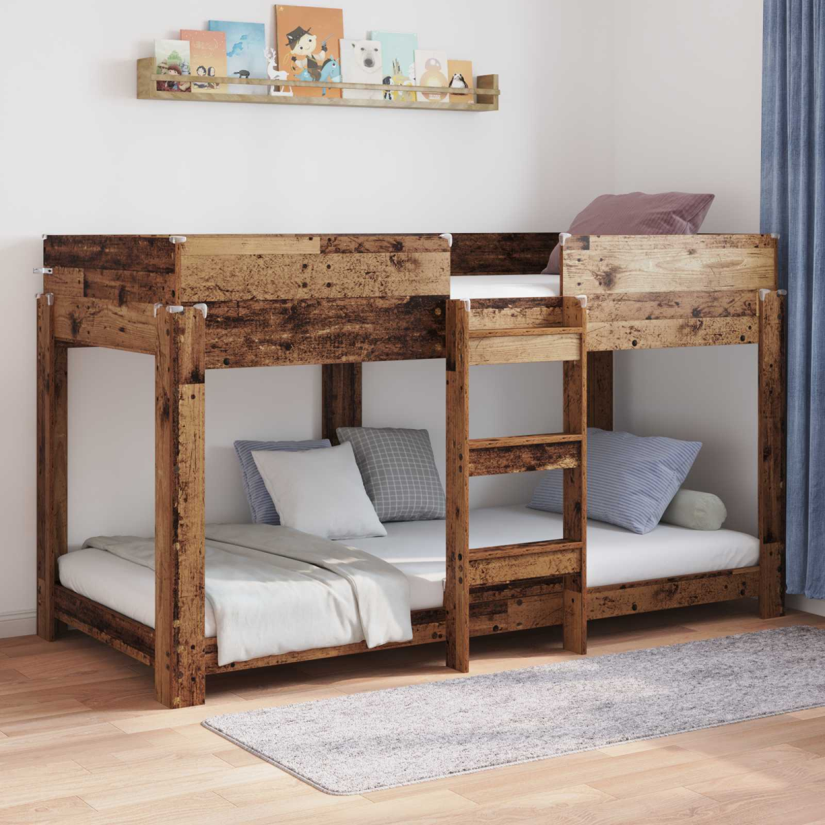vidaXL Bunk Bed for Kids Black Oak 100 x 200 cm Engineered Wood - from vidaXL