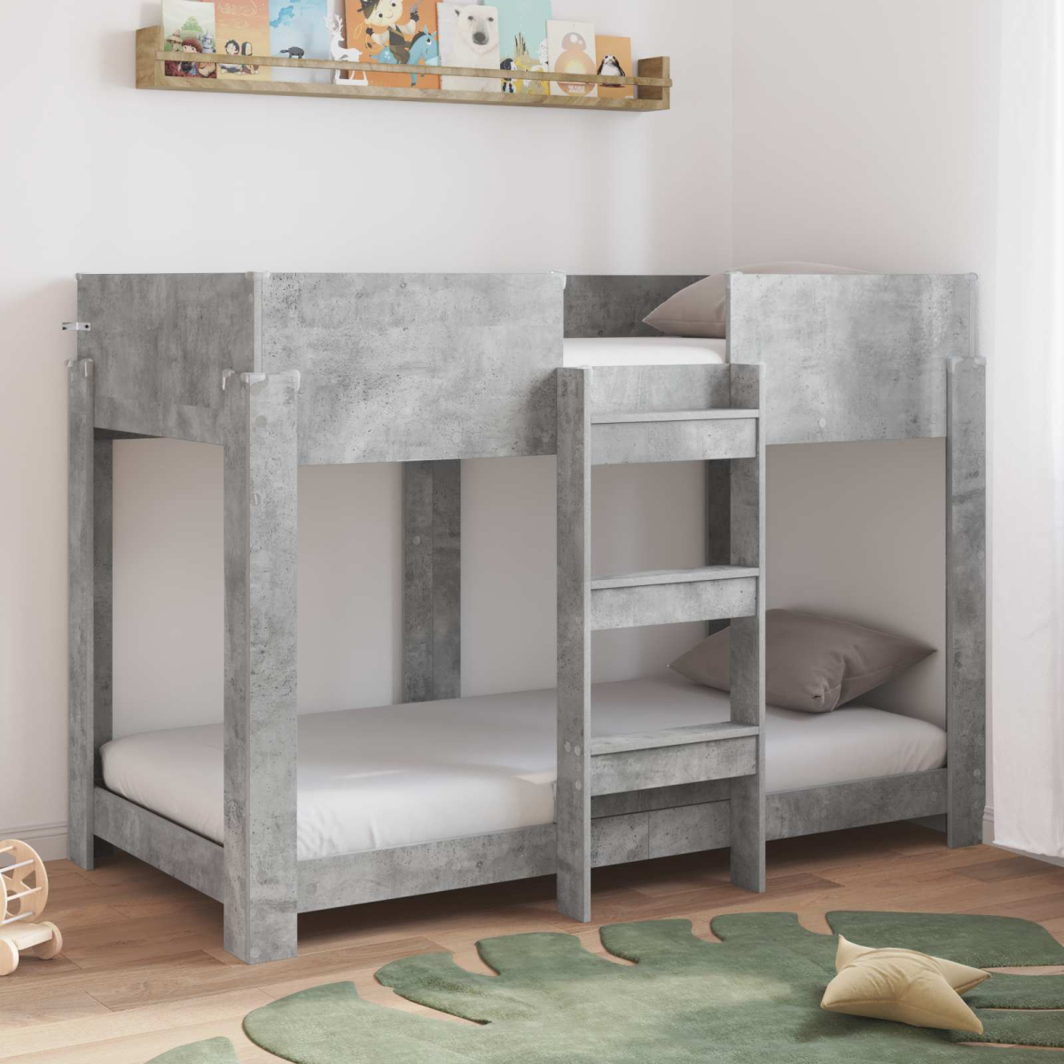 vidaXL Bunk Bed for Kids Black Oak 100 x 200 cm Engineered Wood - from vidaXL