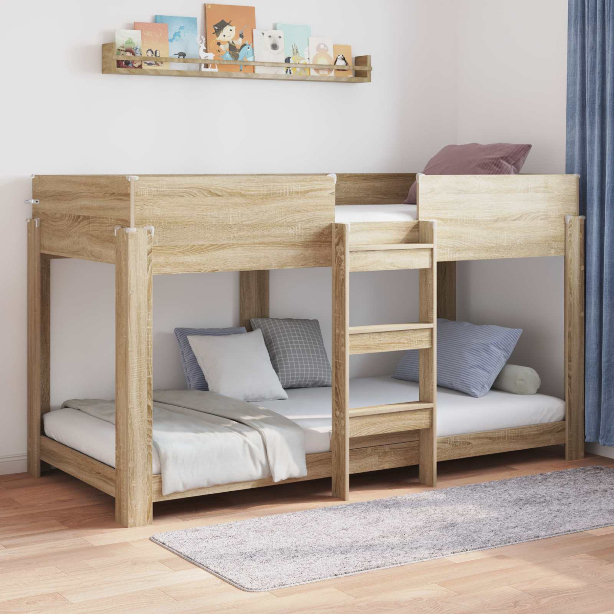 vidaXL Bunk Bed for Kids Black Oak 100 x 200 cm Engineered Wood - from vidaXL