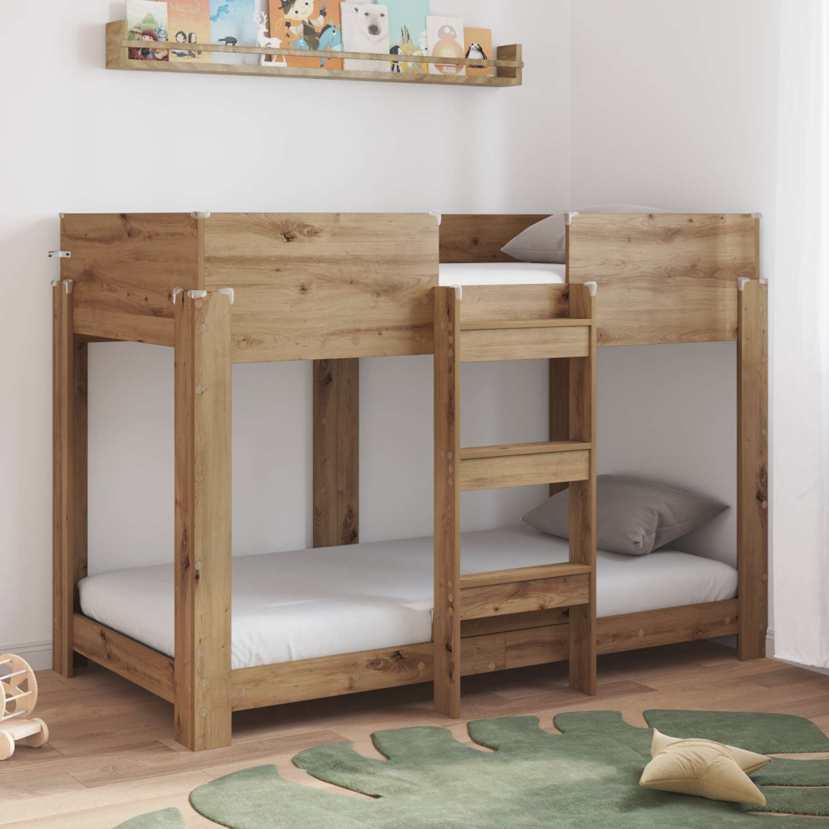 vidaXL Bunk Bed for Kids Black Oak 100 x 200 cm Engineered Wood - from vidaXL