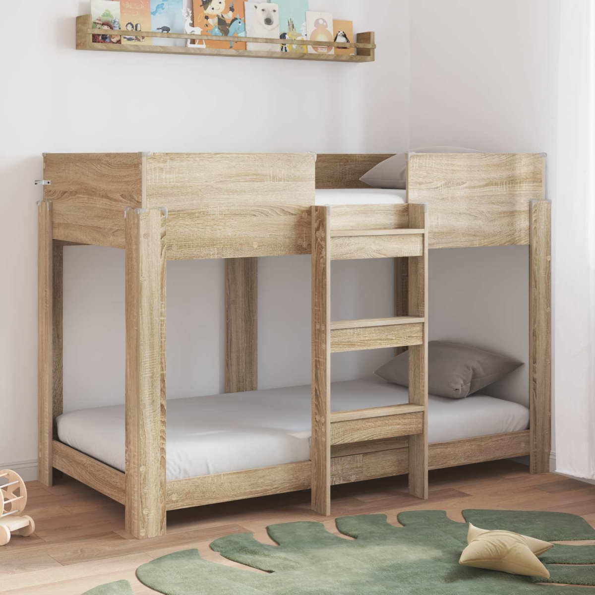 vidaXL Bunk Bed for Kids Black Oak 100 x 200 cm Engineered Wood - from vidaXL