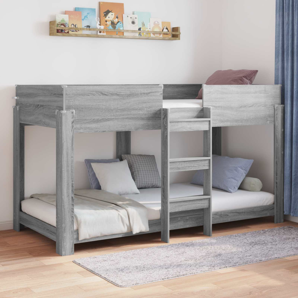 vidaXL Bunk Bed for Kids Black Oak 100 x 200 cm Engineered Wood - from vidaXL