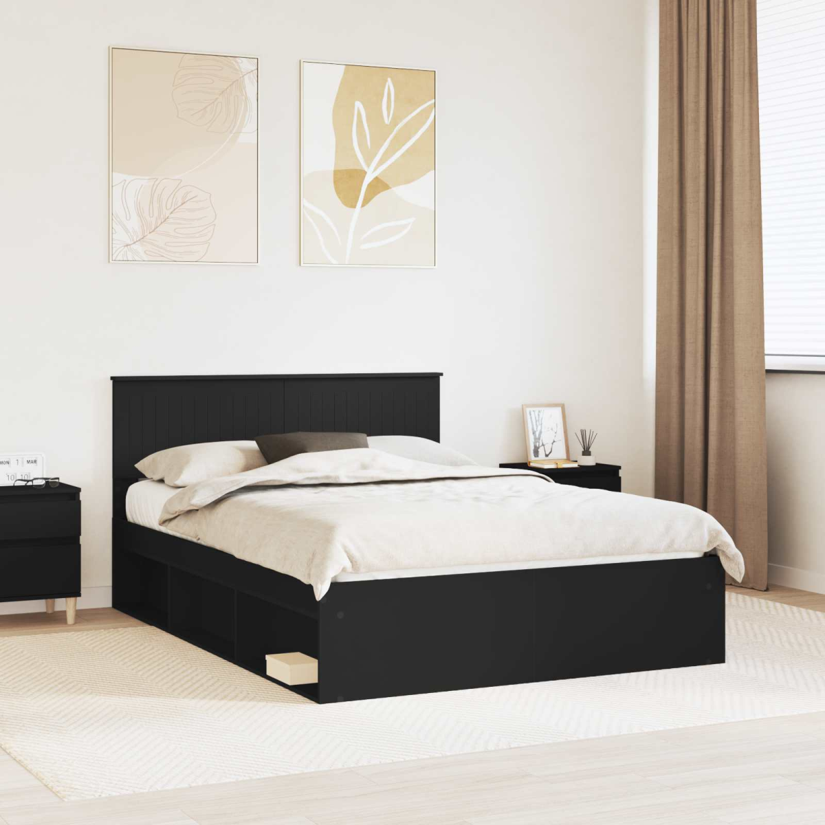 vidaXL Bed Frame with Headboard White 200 x 200 cm Solid Pine Wood - from vidaXL