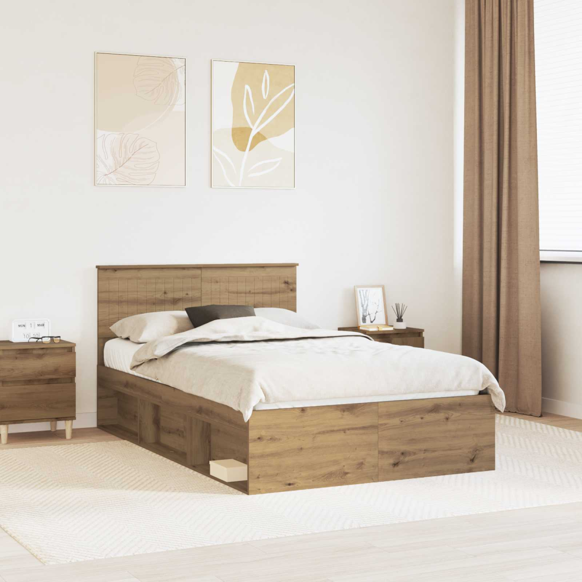 vidaXL Bed Frame with Headboard White 200 x 200 cm Solid Pine Wood - from vidaXL