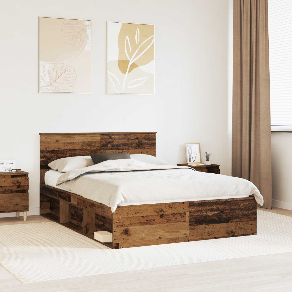 vidaXL Bed Frame with Headboard White 200 x 200 cm Solid Pine Wood - from vidaXL