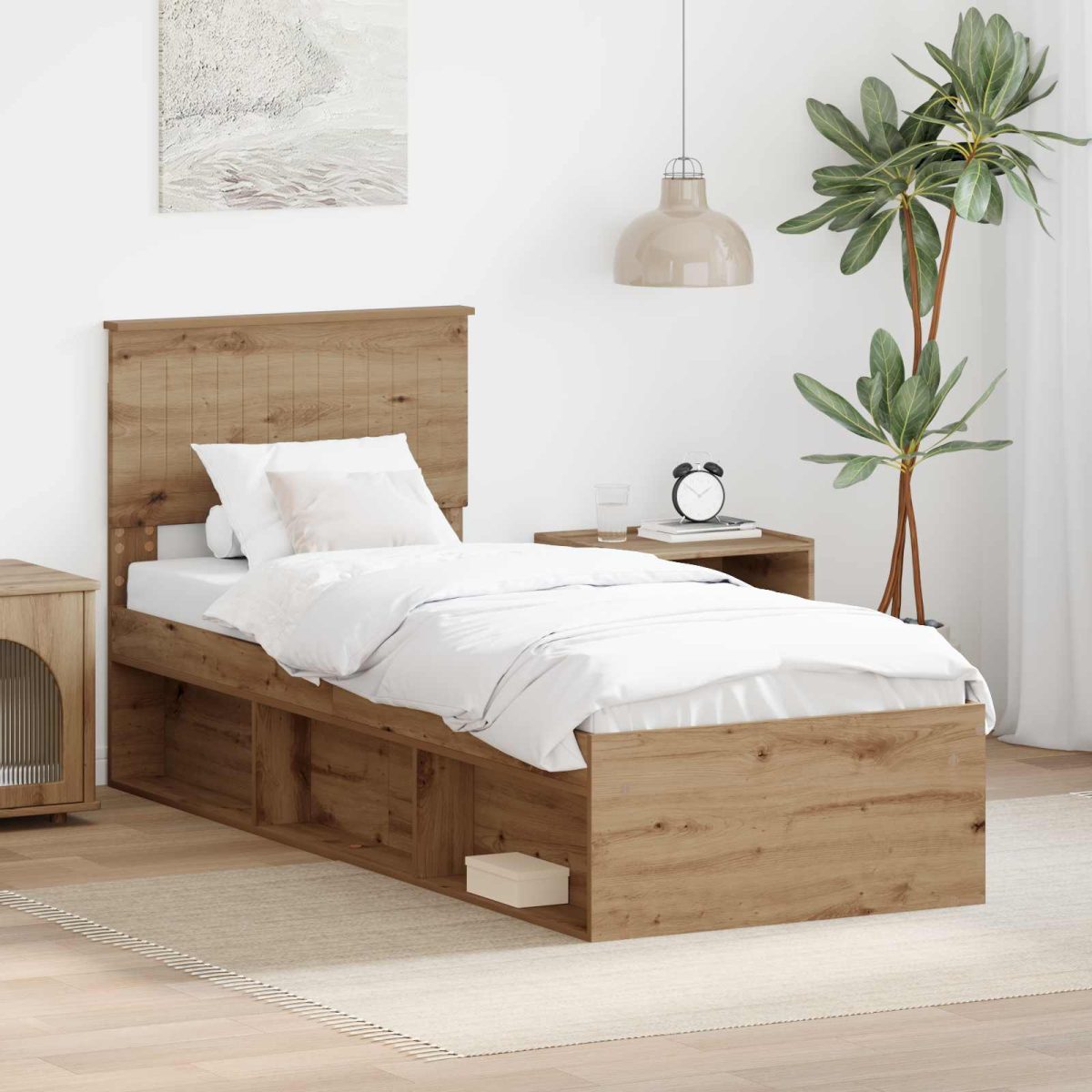 vidaXL Bed Frame with Headboard White 200 x 200 cm Solid Pine Wood - from vidaXL