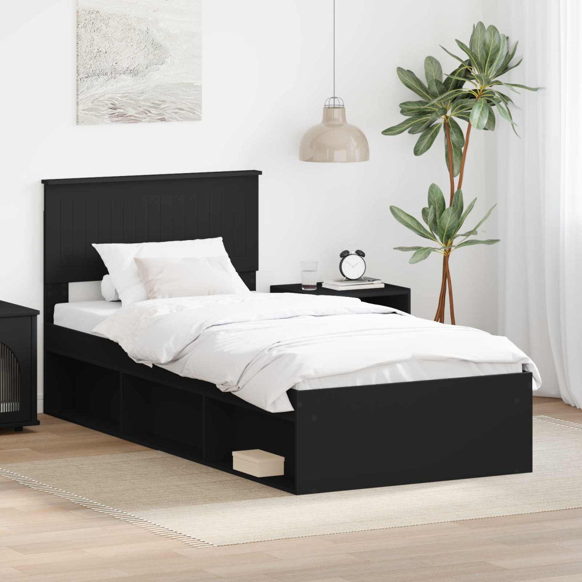 vidaXL Bed Frame with Headboard White 200 x 200 cm Solid Pine Wood - from vidaXL