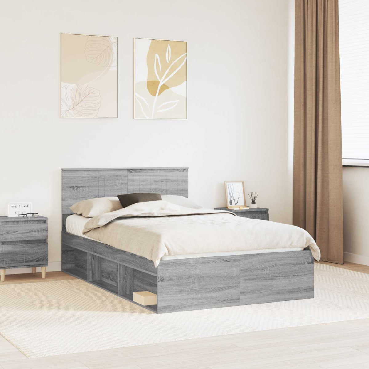vidaXL Bed Frame with Headboard White 200 x 200 cm Solid Pine Wood - from vidaXL