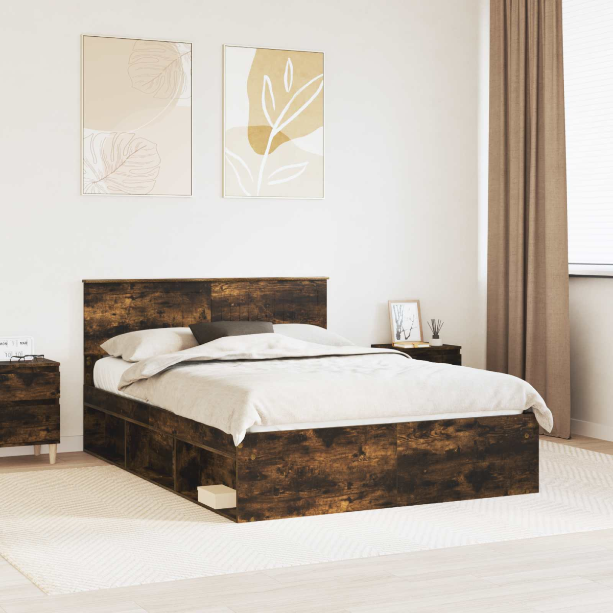 vidaXL Bed Frame with Headboard White 200 x 200 cm Solid Pine Wood - from vidaXL