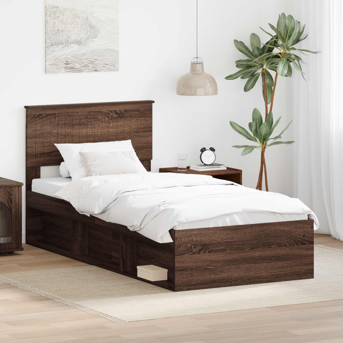 vidaXL Bed Frame with Headboard White 200 x 200 cm Solid Pine Wood - from vidaXL