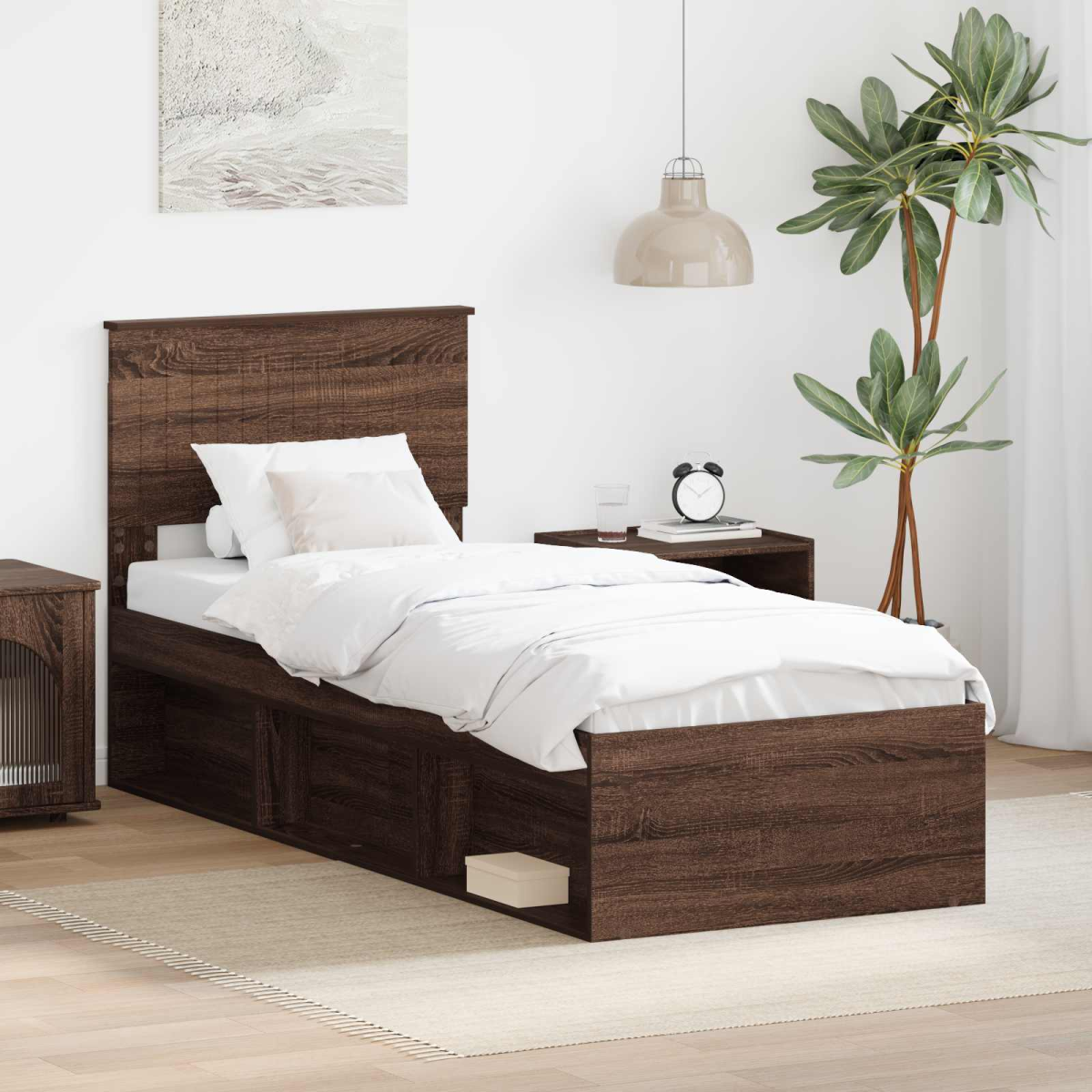 vidaXL Bed Frame with Headboard White 200 x 200 cm Solid Pine Wood - from vidaXL