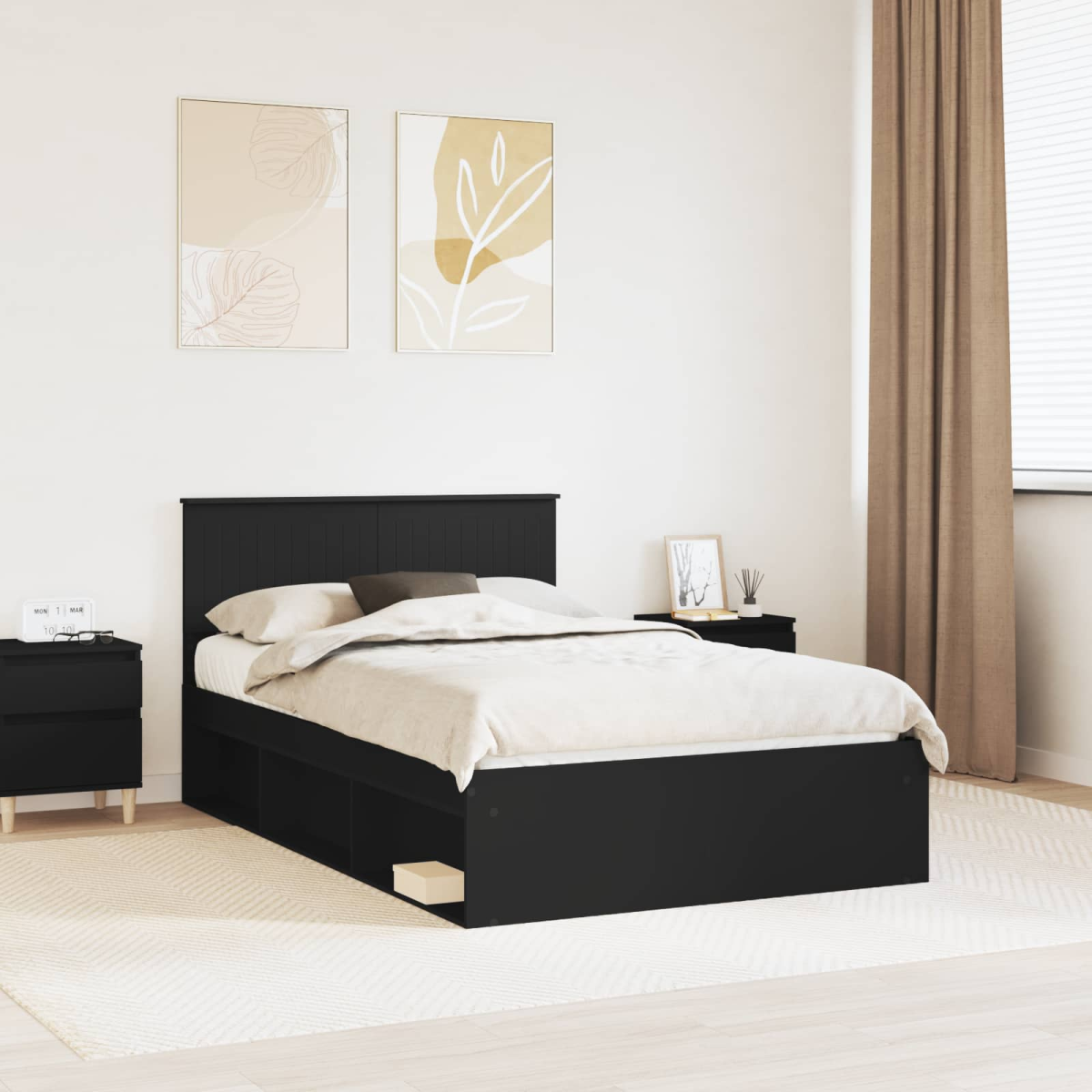 vidaXL Bed Frame with Headboard White 200 x 200 cm Solid Pine Wood - from vidaXL