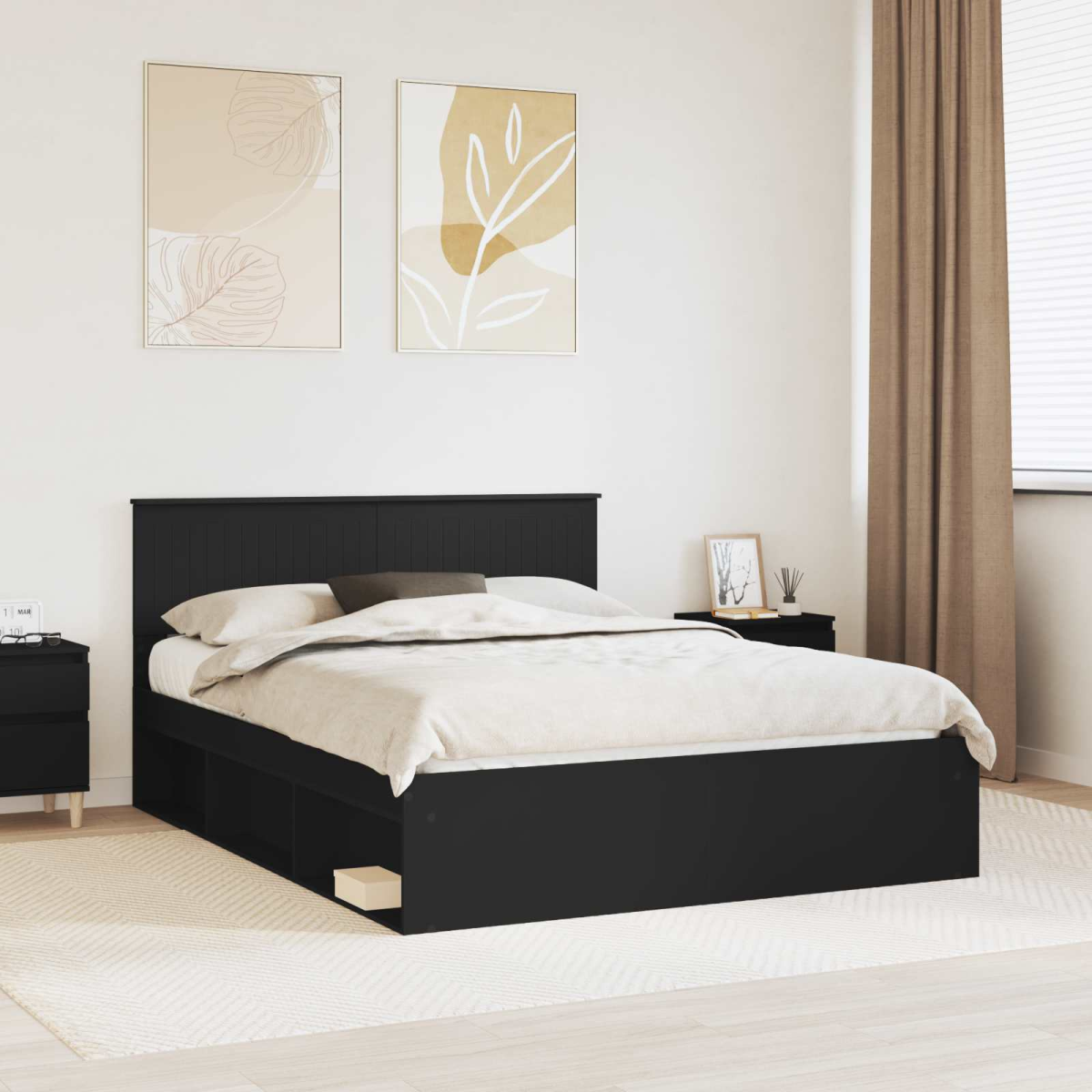 vidaXL Bed Frame with Headboard White 200 x 200 cm Solid Pine Wood - from vidaXL