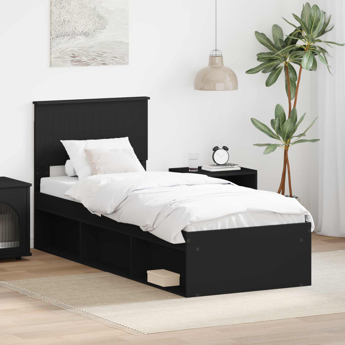 vidaXL Bed Frame with Headboard White 200 x 200 cm Solid Pine Wood - from vidaXL