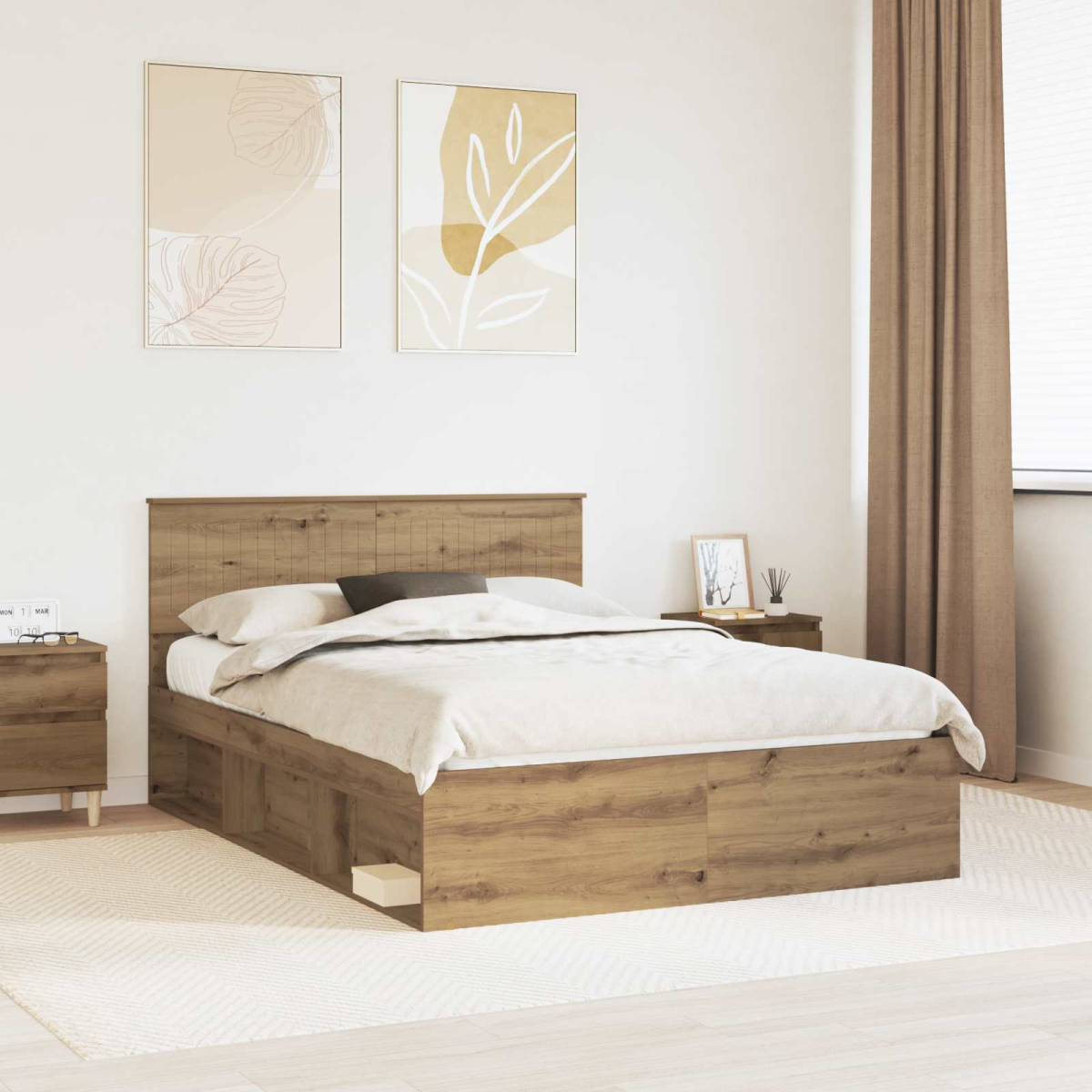 vidaXL Bed Frame with Headboard White 200 x 200 cm Solid Pine Wood - from vidaXL