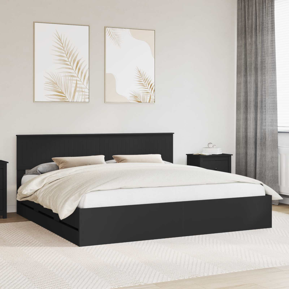 vidaXL Bed Frame with Drawer Concrete Grey 140 x 190 cm Engineer Wood - from vidaXL