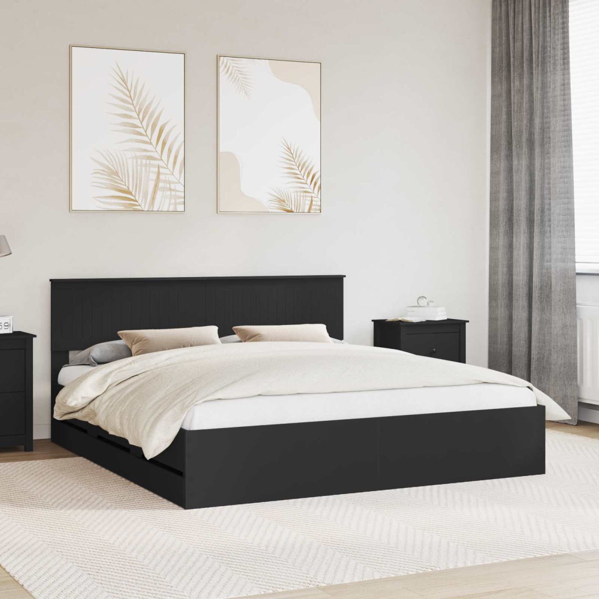 vidaXL Bed Frame with Drawer Concrete Grey 140 x 190 cm Engineer Wood - from vidaXL