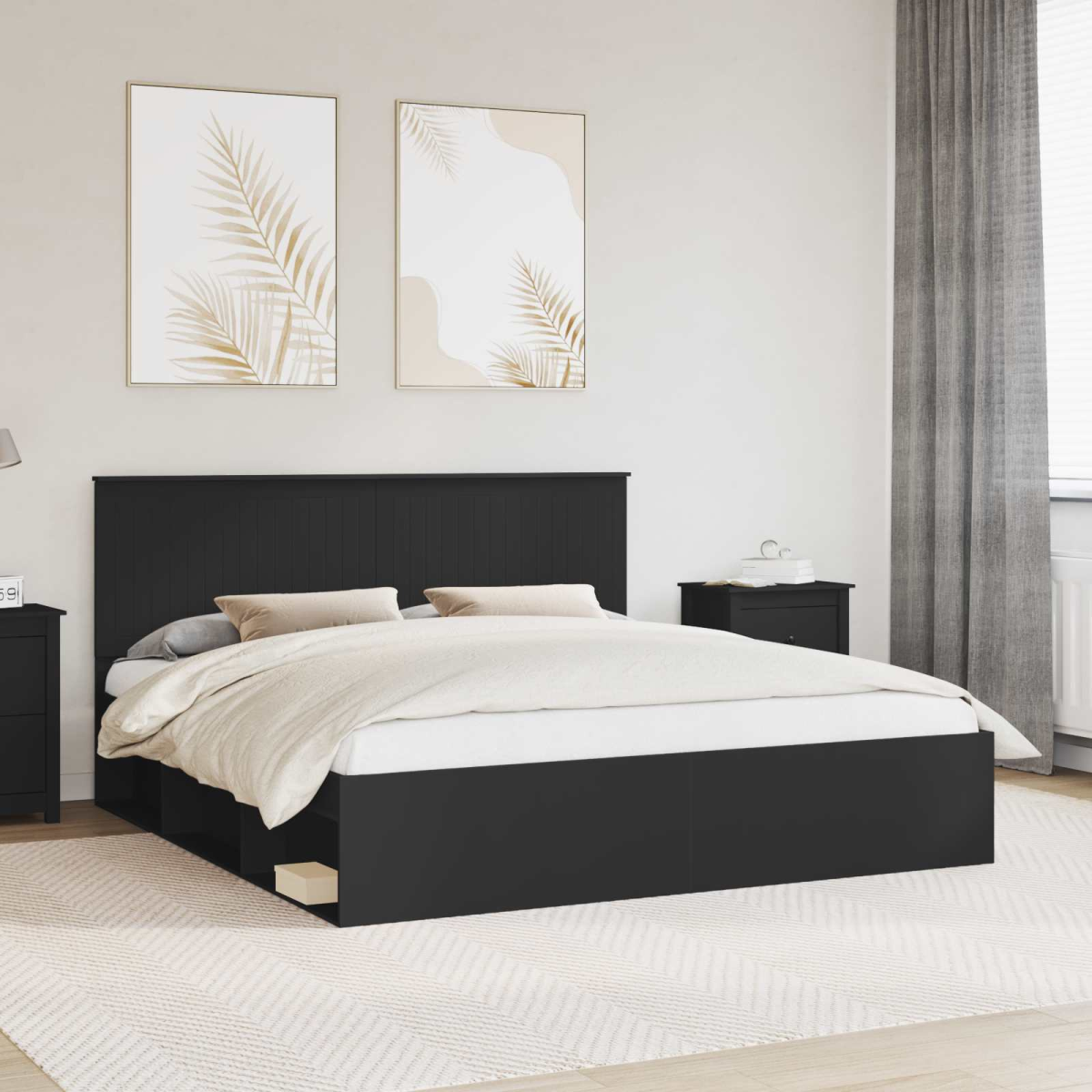 vidaXL Bed Frame with Headboard White 200 x 200 cm Solid Pine Wood - from vidaXL