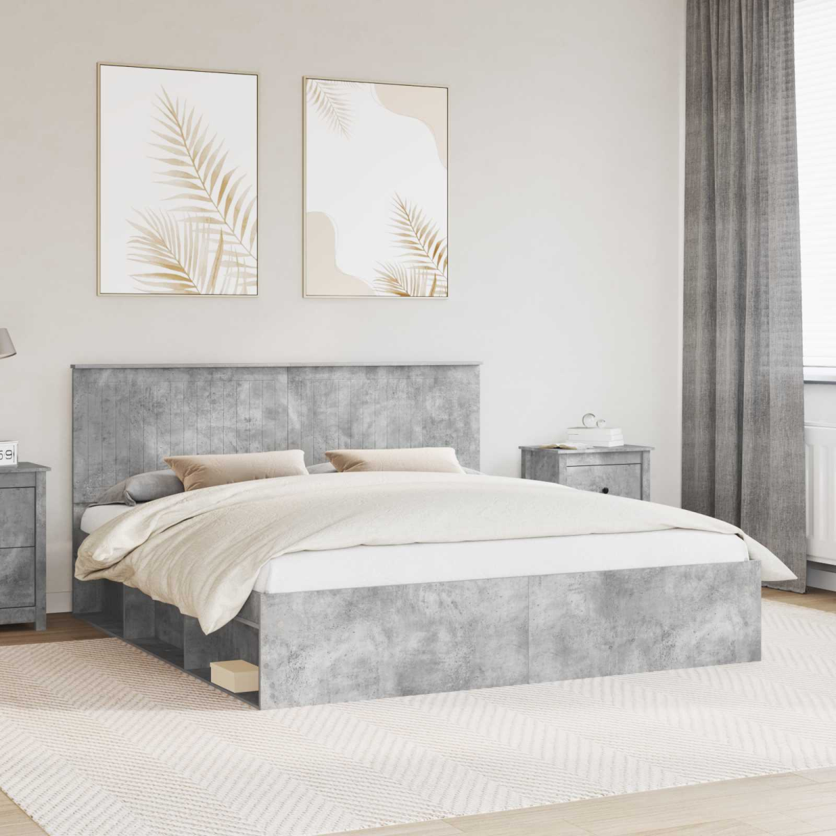 vidaXL Bed Frame with Headboard White 200 x 200 cm Solid Pine Wood - from vidaXL