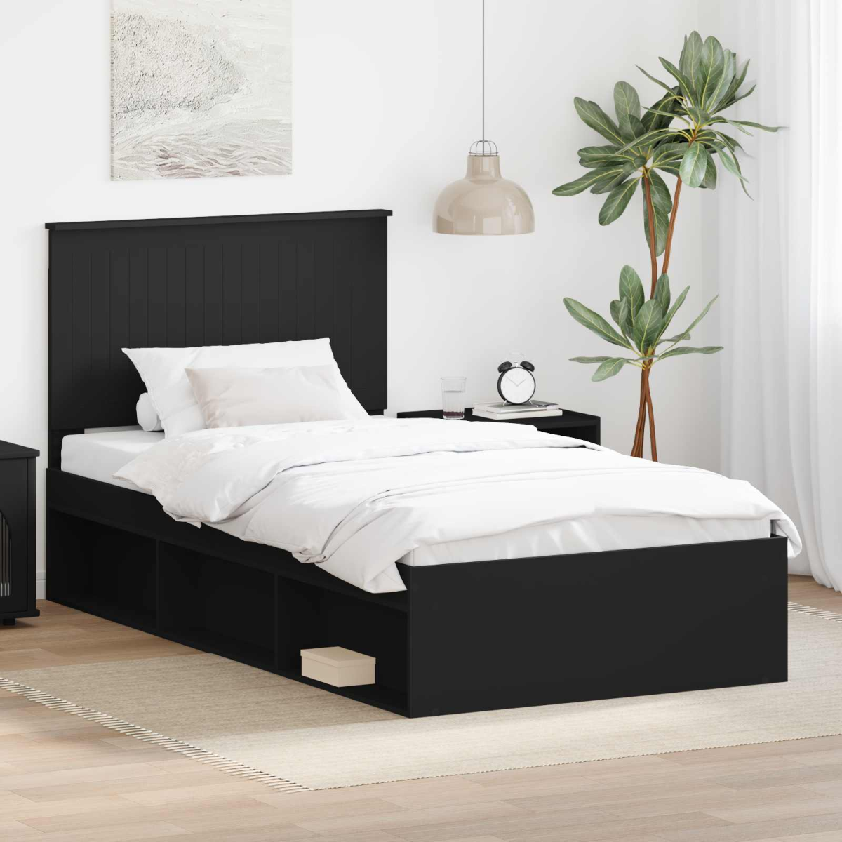 vidaXL Bed Frame with Headboard White 200 x 200 cm Solid Pine Wood - from vidaXL