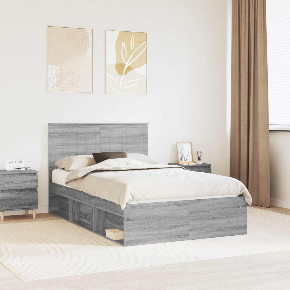 vidaXL Bed Frame with Headboard White 200 x 200 cm Solid Pine Wood - from vidaXL