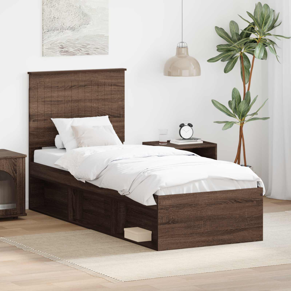 vidaXL Bed Frame with Headboard White 200 x 200 cm Solid Pine Wood - from vidaXL