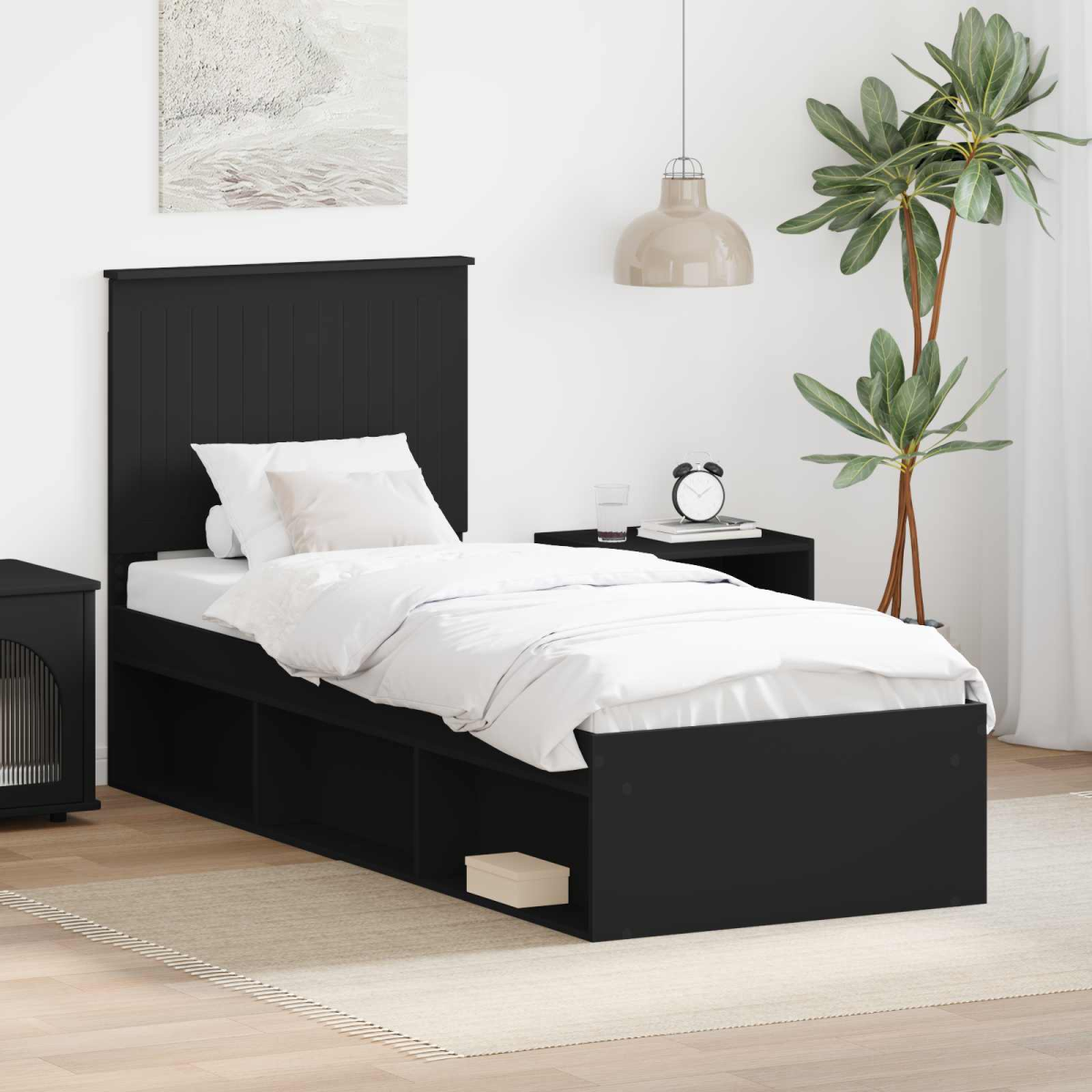 vidaXL Bed Frame with Headboard White 200 x 200 cm Solid Pine Wood - from vidaXL