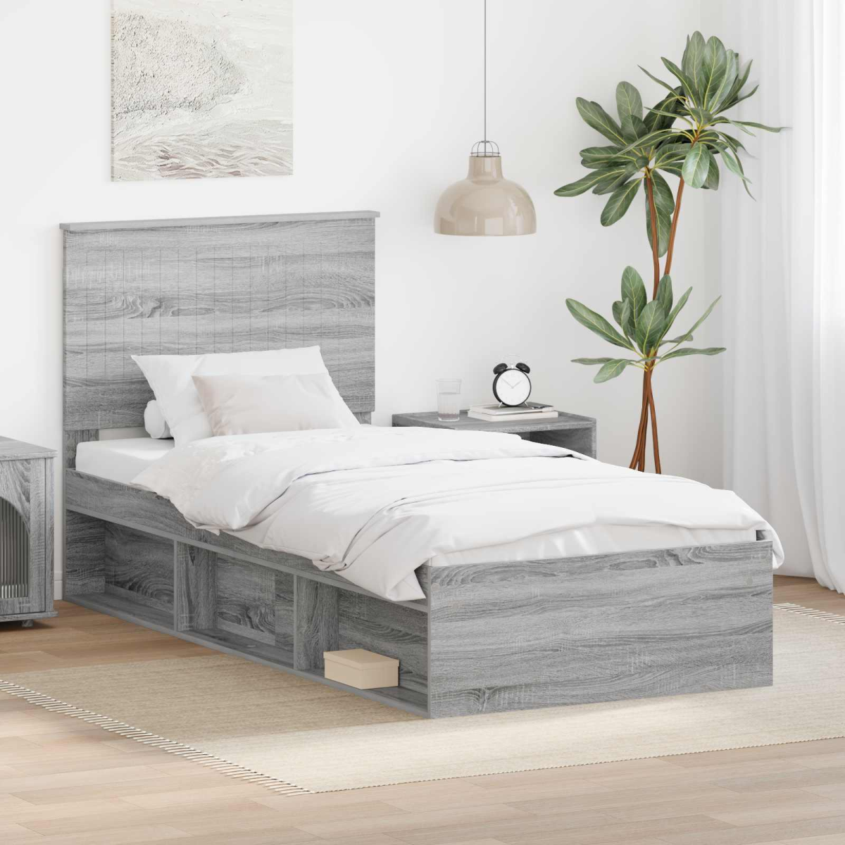vidaXL Bed Frame with Headboard White 200 x 200 cm Solid Pine Wood - from vidaXL
