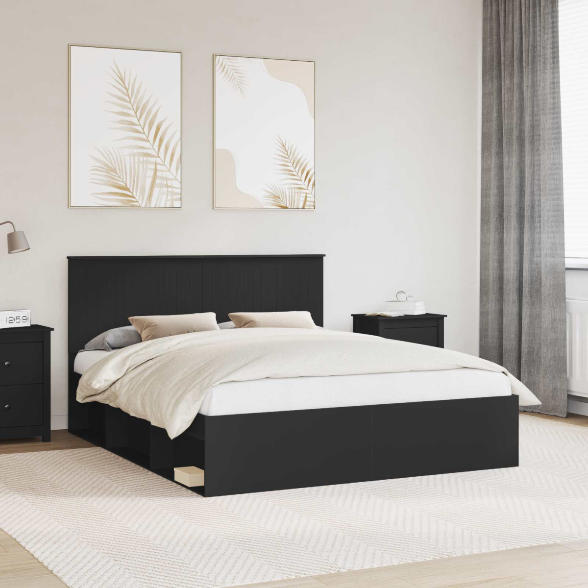 vidaXL Bed Frame with Headboard White 200 x 200 cm Solid Pine Wood - from vidaXL