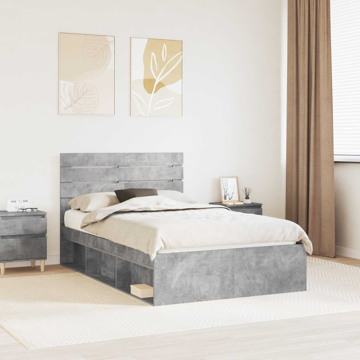 vidaXL Bed Frame with Headboard White 200 x 200 cm Solid Pine Wood - from vidaXL