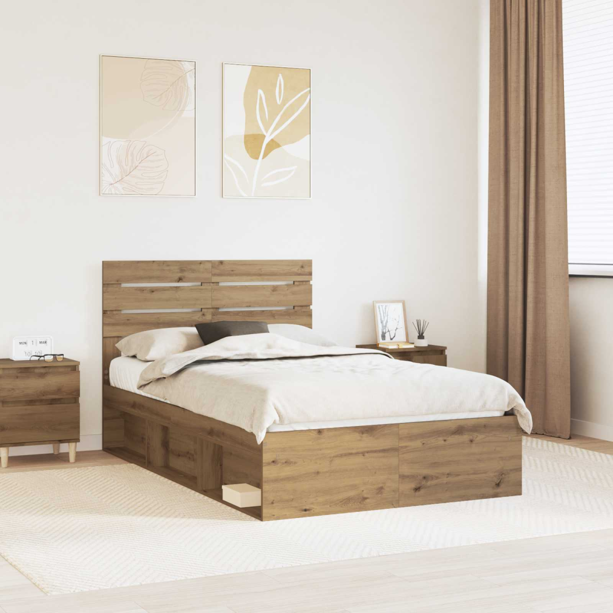 vidaXL Bed Frame with Headboard White 200 x 200 cm Solid Pine Wood - from vidaXL