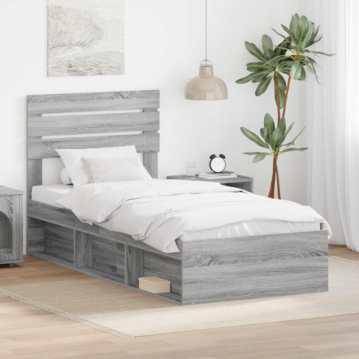 vidaXL Bed Frame with Headboard White 200 x 200 cm Solid Pine Wood - from vidaXL