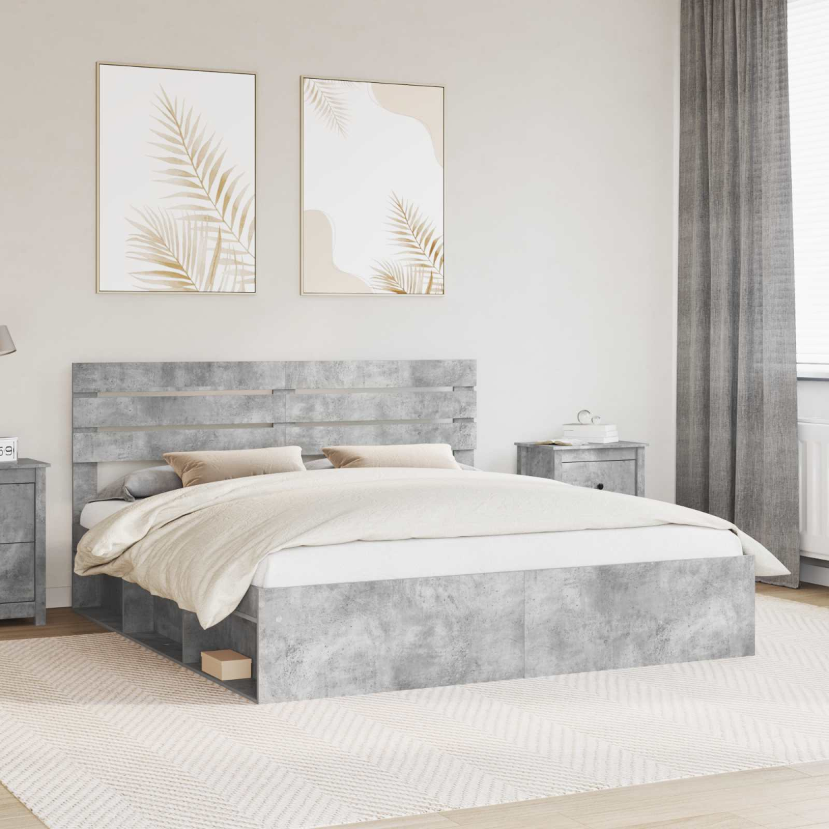 vidaXL Bed Frame with Headboard White 200 x 200 cm Solid Pine Wood - from vidaXL