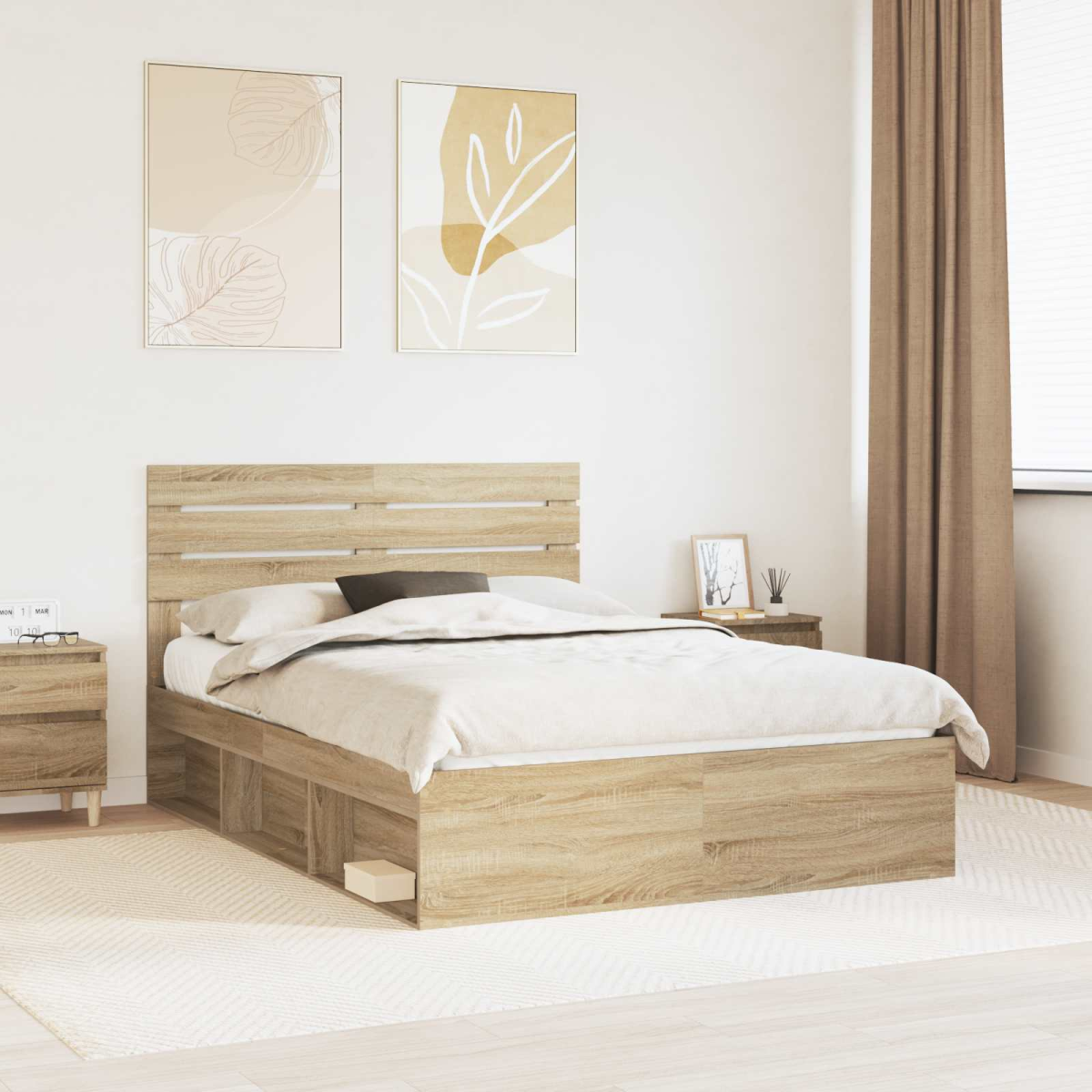 vidaXL Bed Frame with Headboard White 200 x 200 cm Solid Pine Wood - from vidaXL