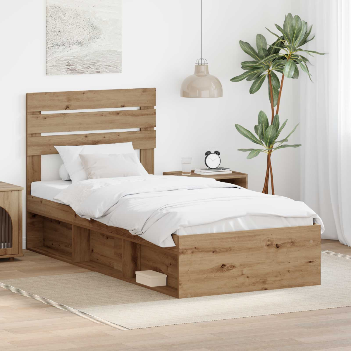 vidaXL Bed Frame with Headboard White 200 x 200 cm Solid Pine Wood - from vidaXL