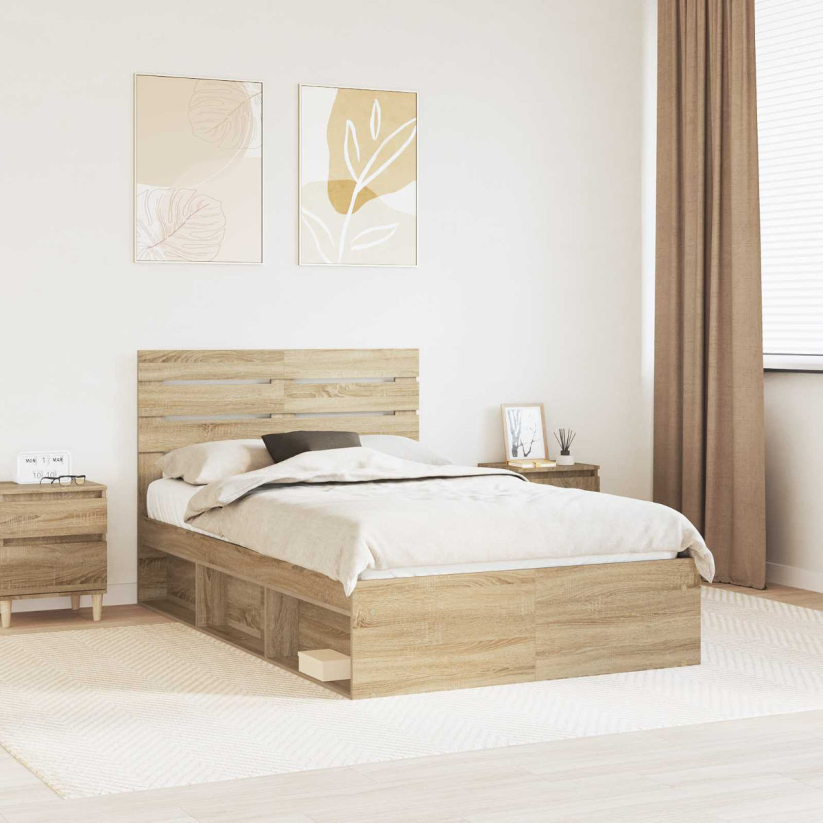 vidaXL Bed Frame with Headboard White 200 x 200 cm Solid Pine Wood - from vidaXL