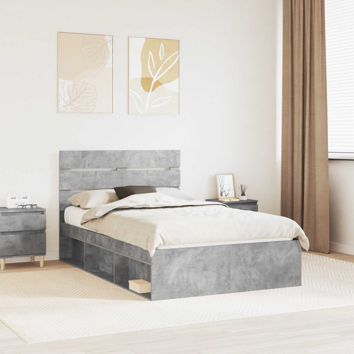vidaXL Bed Frame with Headboard White 200 x 200 cm Solid Pine Wood - from vidaXL